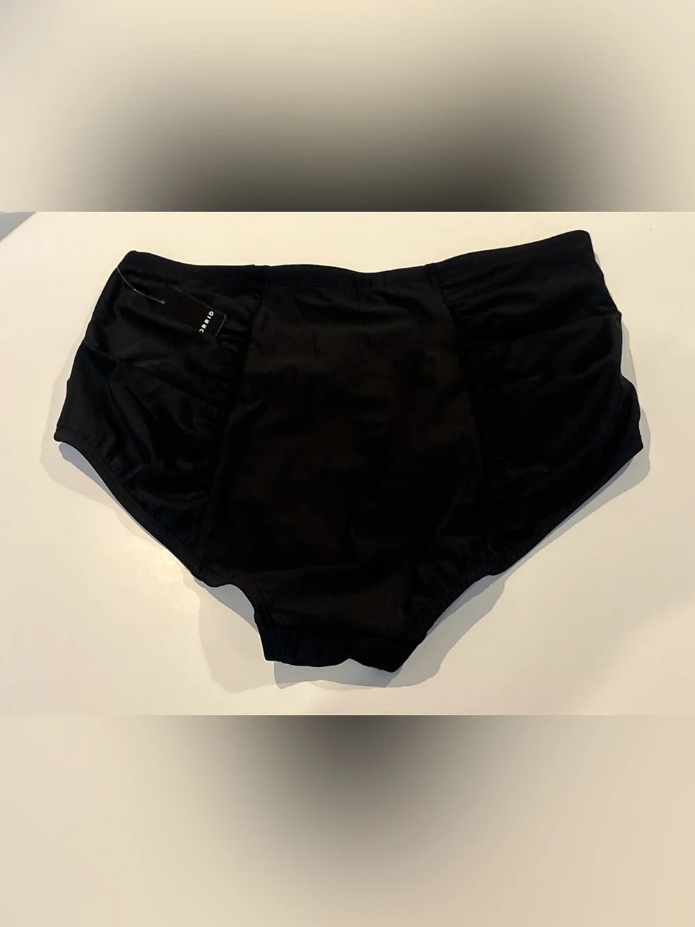 Torrid High Waisted Ruched Swim Bottom Black Sz 0 NEW